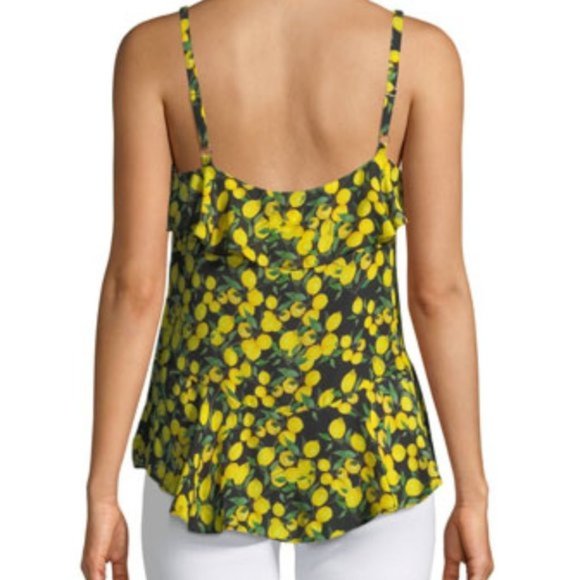 PARKER Silk Blend Lemon Print Ruffle Tank Top - Picture 7 of 9